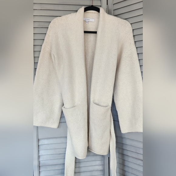 Latierra Open Front Tie Cardigan Alpaca Blend Effortless Luxury Pockets